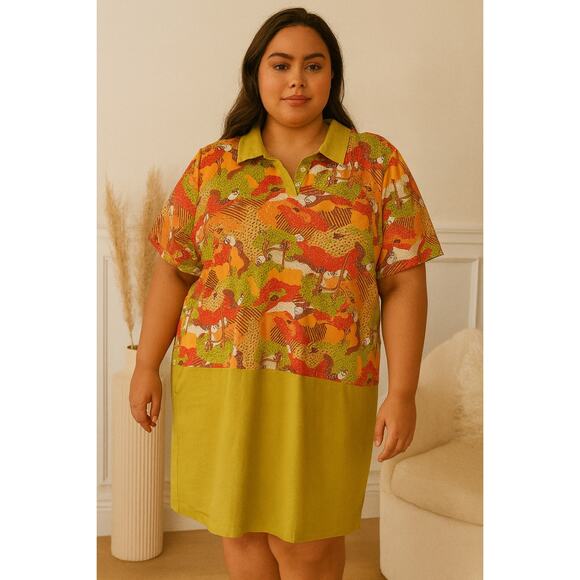 Smak Parlour Woodland Raccoon Retro Shirt Dress Collared Unique Vintage 3X Funky - Picture 1 of 6